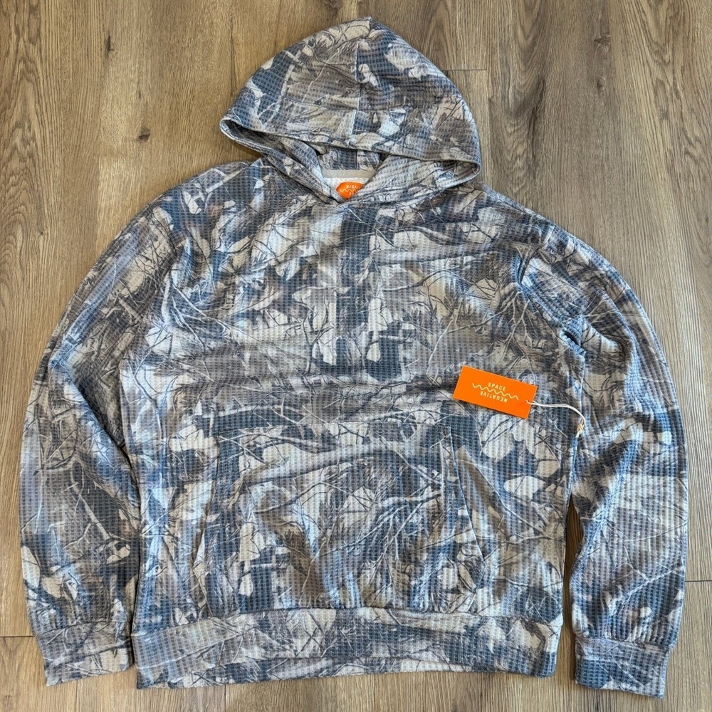 Negative‎ Space Men's Camo Waffle Knit Hoodie Sweatshirt Medium NWT